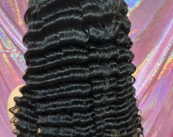 Perruque de cheveux vierges humains bouclés profonds sans colle