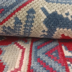 Tappeto Oushak annodato a mano 8*10 - Crema, Azzurro e Rosso Scuro / Design Floreale Tribale / Per qualsiasi stanza. Dimensioni personalizzate disponibili DM