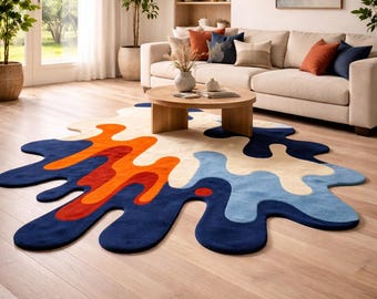 Paint Splash Area Rug, Irregular Shape Rug, Unique Living Room Rug, Aesthetic Room Decor, Artist Studio Rug, Custom size available