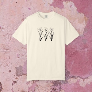 Floral Garment-Dyed T-Shirt, Unisex, Boho Style Tee, Nature-Inspired Apparel, Gift for Her, Casual Wear, Spring Fashion
