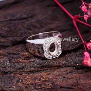 Oval 6x8 mm Semi Mount Ring, Bezel Set Ring Setting, Oval Stone Ring, Sterling Silver Ring Mount, Sterling Silver Bezel Ring