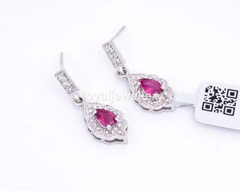 Sterling Silver Ruby Drop Earrings: Handmade Art Deco Jewelry