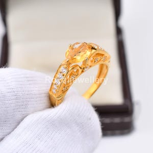 Oval Cut Citrine Ring, Engagement Ring For Women, Gemstone Ring, Sterling Silver Ring, Handmade Jewelry, Birthstone Ring, Gift For Her