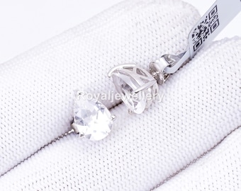White Topaz Pear Stud Earrings: Sterling Silver Art Deco Jewelry