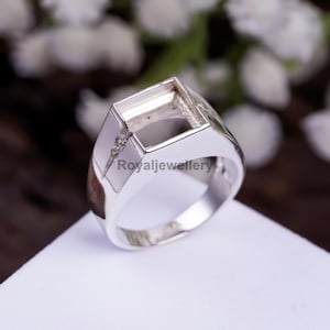 Sterling Silver Semi Mount Ring: 9mm Square Bezel Setting