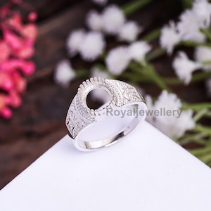 Sterling Silver Semi Mount Ring: 8x10mm Oval Setting, DIY Mens Ring