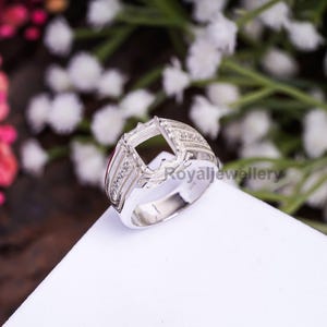 Sterling Silver Semi Mount Ring: 9x7mm Octagon Setting, DIY Jewelry