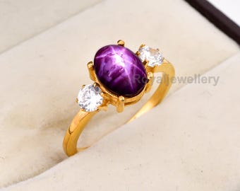 Sterlingzilveren ring met robijn ster: art-deco edelsteensieraden