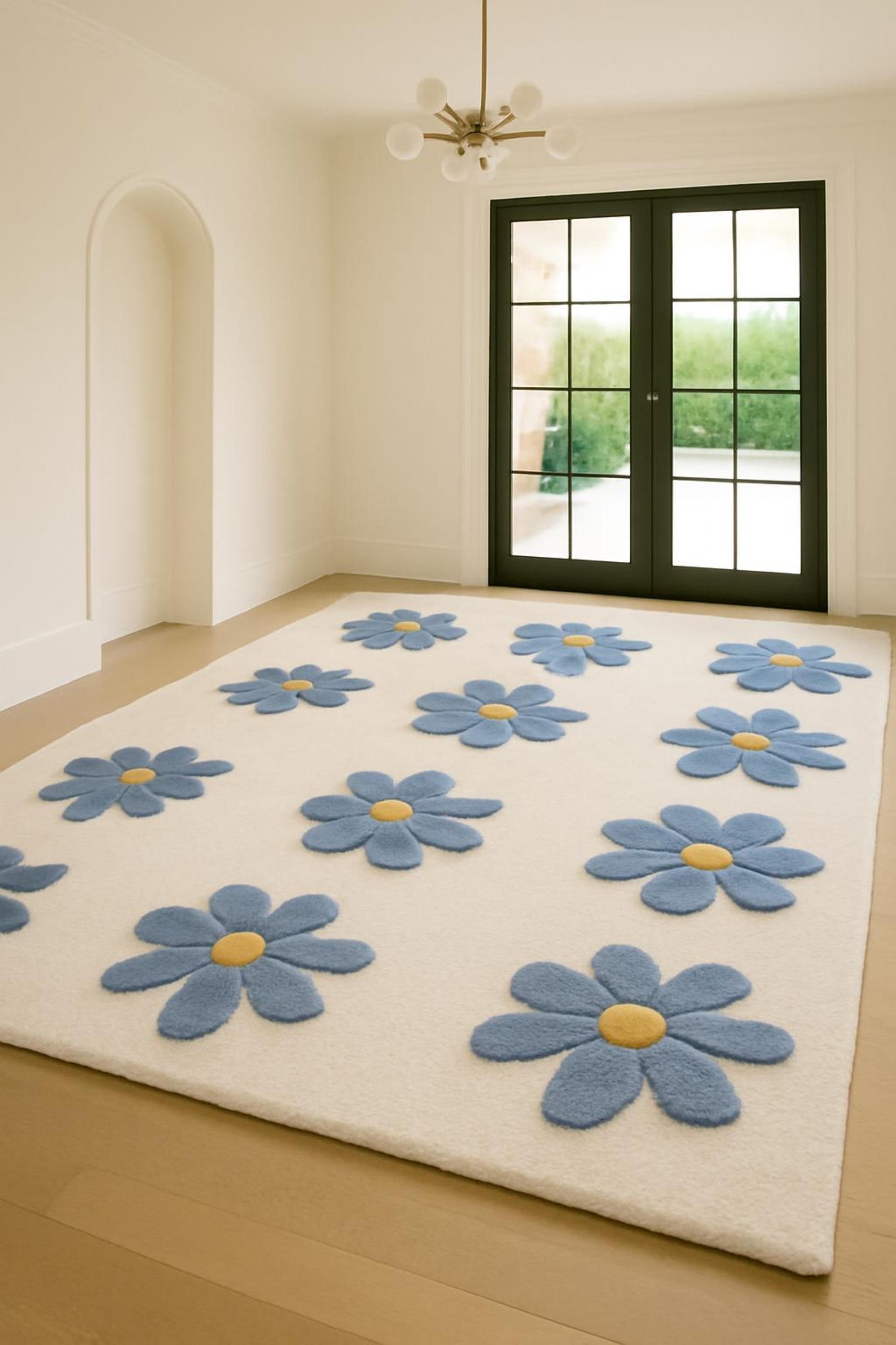Hand Tufted Wool Daisy Flower Rug: Boho Floral Home Decor - Etsy