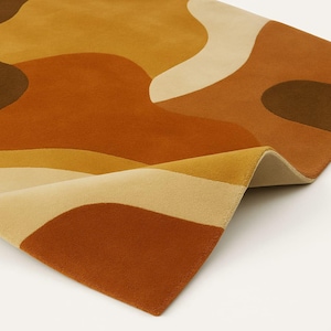Retro Abstract Area Rug: Warm Earth Tone Wool Blend - Etsy