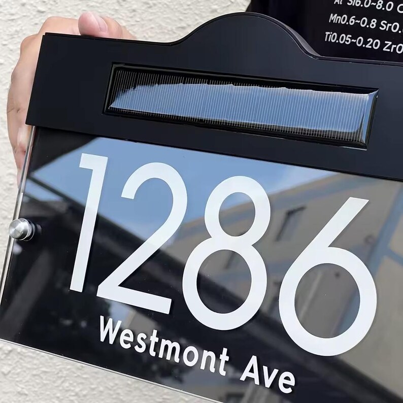 Custom Solar LED House Number Sign, Personalized Acrylic Address Plaque ...