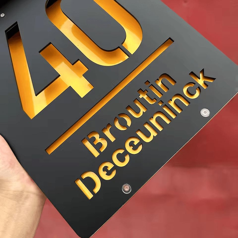 Personalized Solar LED House Number Sign, Modern Address Plaque - Etsy