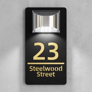 Custom Solar LED House Number Sign, Modern Acrylic Address Plaque, Personalized.