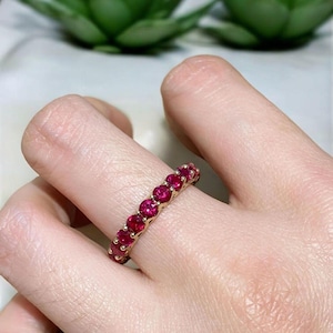 Minimal Ruby Band Ring | Stackable Gold Jewelry | Handmade Gemstone Ring
