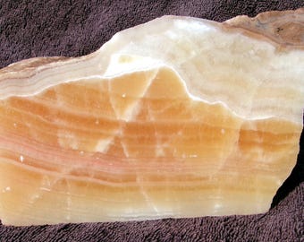 Banded Orange Calcite Rough from Mexico 6.11 lbs. Lapidary Slab Saw Rock