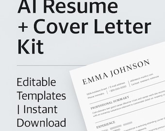 AI Resume Kit 2025 - Bearbeitbare Vorlagen, Anschreiben, Prompt Pack, Vorbereitung für Vorstellungsgespräche, Werkzeuge für die Arbeitssuche