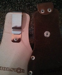 Personalized, Leather Beer Holster, Medium Brown, Luckenbach