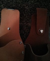 Personalized, Leather Beer Holster, Medium Brown, Luckenbach