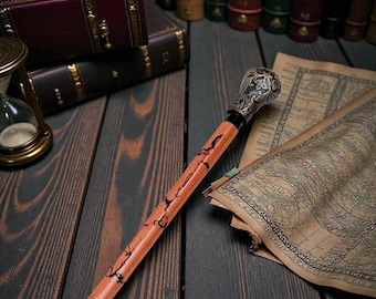 Handcrafted Wooden Walking Cane with metal Handle, Vintage Carved Stick l Gift for Men