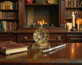 Coral Japanese Vintage Musical Alarm Bedside Travel Clock - Gold