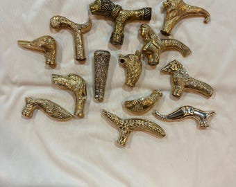 Vintage Brass Handle Walking Stick Cane Antique Style Gift