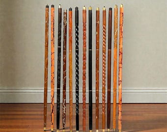 13-Handcrafted Wooden Walking Stick Cane | Artisan Carved Wood Staff with Brass Tip | Elegant Decorative