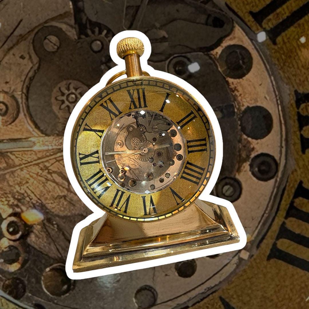 ヴィンテージ真鍮スケルトンデスククロック：スチームパンクローマ数字