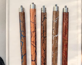 Set of 5 Wooden Walking Stick Shafts | Artisan Carved Wood with Brass Tip | Decorative