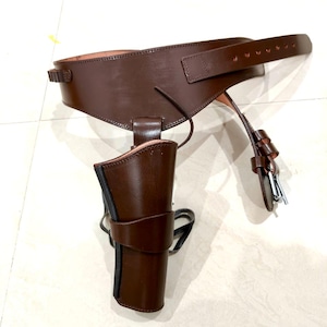 leather Cowboy Drop Leg holster Belt single action holster leather Colt Action Holster New Holster with Belt fit Barrel up to 5 to 7&quot;
