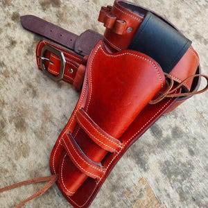 New Holster with Belt  Right Hand Holster With Belt Sass Cowboy Vintage Belt Ammo Loops Leather Holster .22 .357 .38 .44 .45 Gift For Her