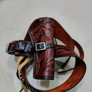Western Cowboy Vintage Gürtel Ammo Loops Lederhalfter .22 .357 .38 .44 .45
