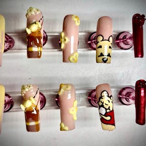 Winnie The Pooh Press on Nails, Reusable & Long Lasting