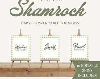 Ein kleines Kleeblatt-Babyparty-Schild: Bearbeitbare Canva-Vorlage (Digitaler Download)