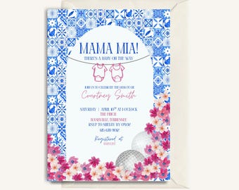 Mama Mia Babypartyeinladung: Bearbeitbare Canva-Vorlage (Digitaler Download)