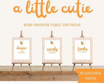 A Little Cutie Baby Shower Signs: Bearbeitbare Canva Vorlage (Digitaler Download)