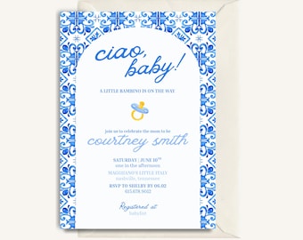 Ciao Baby! Babypartyeinladung: Bearbeitbare Canva-Vorlage (Digitaler Download)