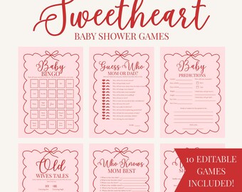 A Little Sweetheart Babypartyspiele: Bearbeitbare Canva-Vorlage (Digitaler Download)