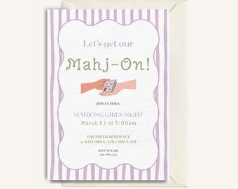 Let’s Get Our Mahj-On! Digital Invitation | Personalized Girls Night Template | Instant Download