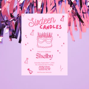 Sixteen Candles 16th Birthday Invitation