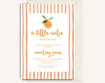 A Little Cutie Babypartyeinladung: Bearbeitbare Canva-Vorlage (Digitaler Download)