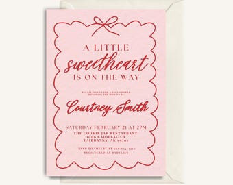 A Little Sweetheart-Babyparty-Einladung: Bearbeitbare Canva-Vorlage (Digitaler Download)