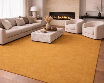 Mustard Rug, Hand Tufted Area Rug, Yellow Living Room Carpet