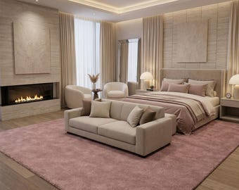 Dusty Blush Rug, Hand Tufted Area Rug, Neutral Carpet
