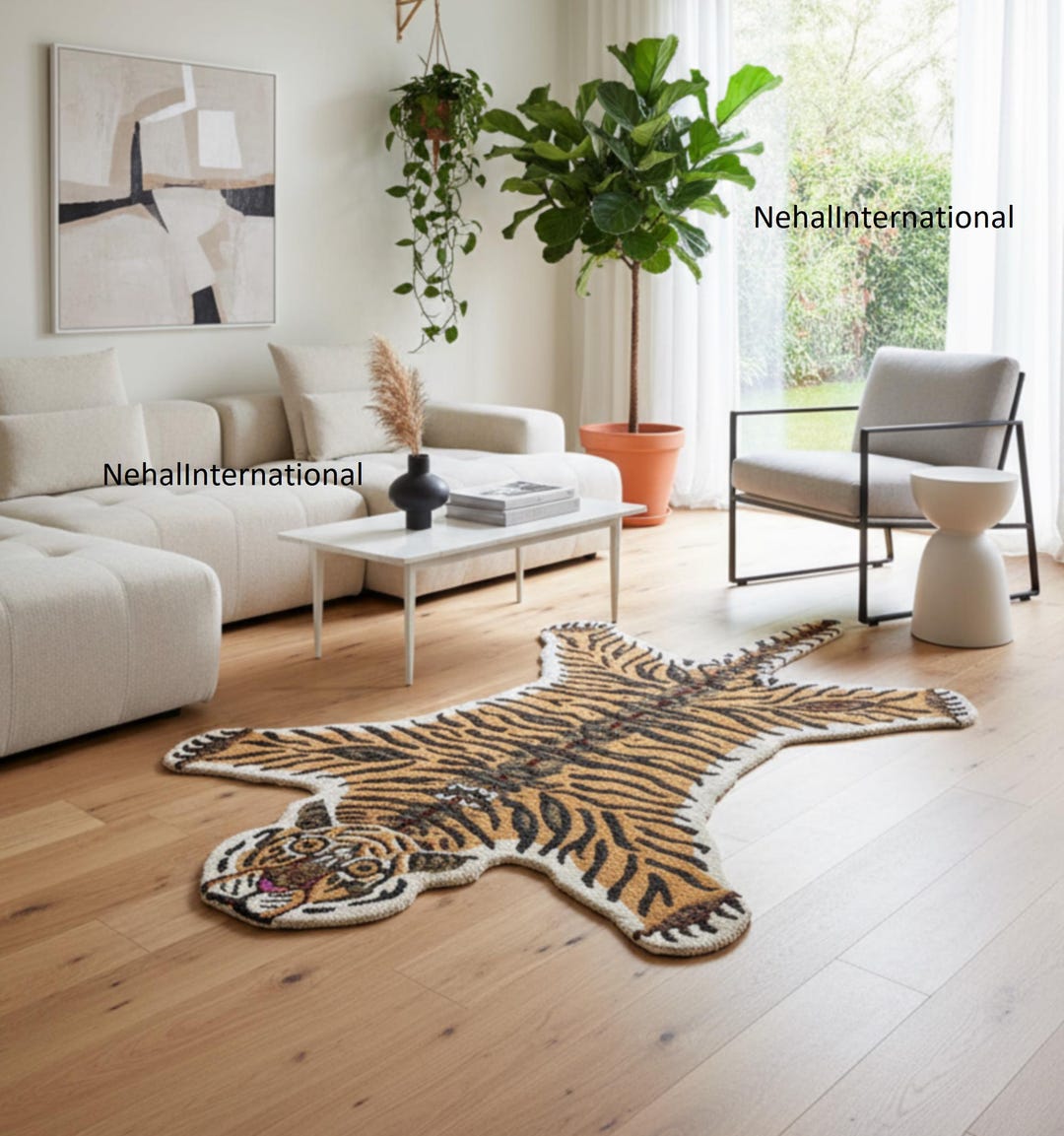 Tiger Leopard Rug Hand Tufted Tiger Shape Tufted L Tiger Skin Area Rug L Safari Decor Rug ...