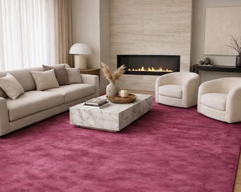 Rich Berry Pink Viscose Silk Rug, Hand Tufted Area Rug, Modern Carpet,