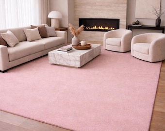 Soft Pink Rug, Handmade Tufted Neutral Area Rug