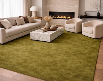 Hand Tufted Olive Green Rug, Hand Tufted Area Rug, Modern Carpet