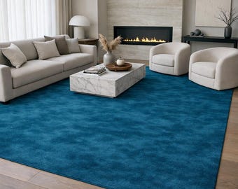 Hand Tufted Teal Rug, Hand Tufted Area Rug,  Modern Blue Green Carpet