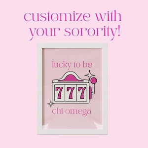 Custom Sorority Print | Slot Machine Sorority Wall Art | Personalized Greek Life Wall Art | Retro Dorm Decor | College Dorm Print