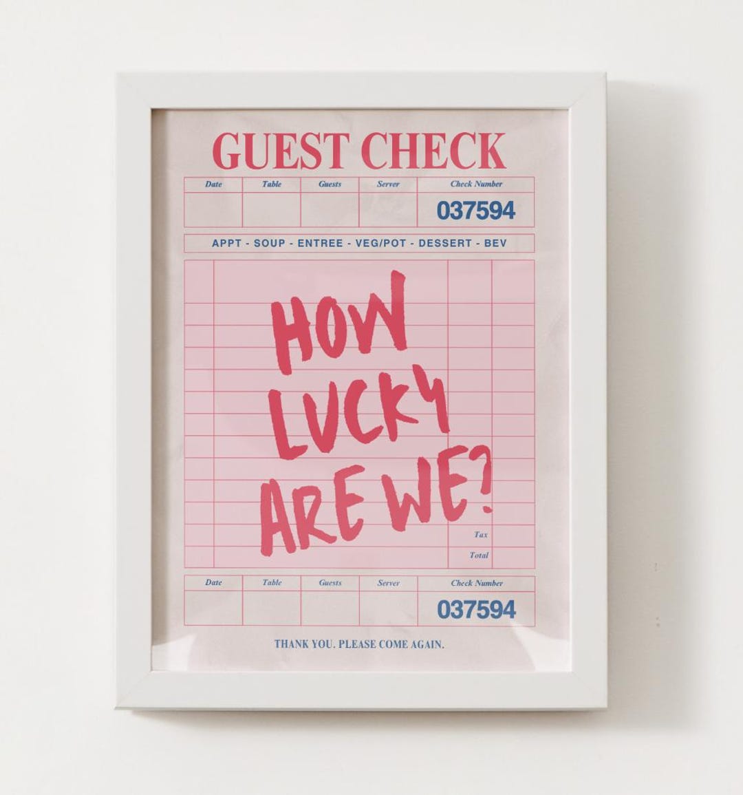 Luck Checker How Lucky Are We Digital Print | Guest Check Zach Bryan Lyrics | Zach ...